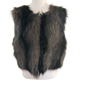 Jennifer Lopez Women's Faux Fur Sleeveless Cropped Vest Leopard Lining, sz Large